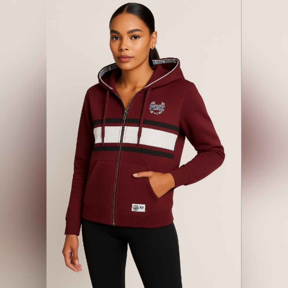 Victoria Secret "PINK" Popular Women's Burgundy Hoodie - Picture 1 of 12